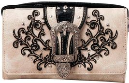 HW Collection Western Scroll Floral Buckle Crossbody Wristlet Clutch Wallet Wome - $20.57