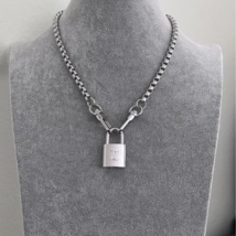 New Louis Vuitton Silver-Toned Lock with 18&quot; Box Link Chain Necklace - $89.00