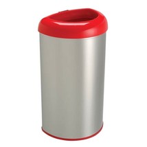 13-Gallon Stainless Steel Trash Can with Red Open Top - $3,417.91 MXN