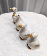 VTG Artisan Duck Goose Geese Swan Napkin Holders 4 Rings Set Ceramic Porcelain - £15.73 GBP