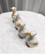 VTG Artisan Duck Goose Geese Swan Napkin Holders 4 Rings Set Ceramic Por... - £15.76 GBP