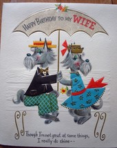 Mid Century Hallmark Pop Up Scottie Dogs Wife Birthday Card 1960s - £4.71 GBP