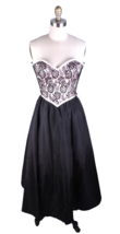 Retro 80s Gunne Sax Strapless Prom Dress XS Black Pink Lace Jessica McCl... - $138.60