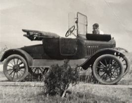 Vintage 1936 Ford Model T Car Automobile w/ Hiding Man B&amp;W Photo 5&quot; x 3.5&quot; - $13.99