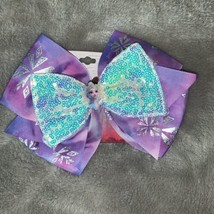 Disney Frozen II Elsa Purple Blue Sequined Large Hair Bow Clip New - $12.00
