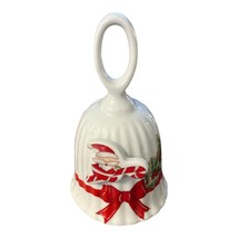 Vintage 1980s Ceramic Christmas Bell – Santa with Candy Cane & Holly – Made in T - €13,63 EUR