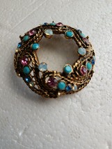 Vintage Brooch with Multiple Stones Gold Tone Stunning (60 Year Old Estate)  - £19.82 GBP
