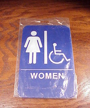 ADA Women Restroom Blue Plastic Sign, no. 83651, made by Advantus Corp - $5.95