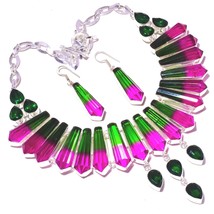 B I Color Tourmaline Chrome Diopside Gemstone Jewelry Necklace 18&quot; SA 1394 - £19.97 GBP