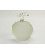 Frosted Art Glass Apple Paperweight, Hallmark, Clear Stem &amp; Leaves, Vintage - €20,98 EUR