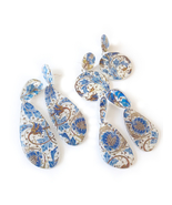 Blue Floral Earrings, Blue White Earrings, Blue Earrings, Everyday Earri... - £17.30 GBP