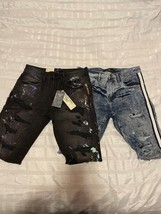 Jordan Craig 2 Pair Shorts Men 32 Paint Splatter Denim Y2K Grunge Legacy Edition - $29.69