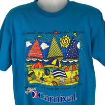 Carnival Cruise Line Vintage 90s T Shirt Large Sailing Ship Beach Mens Blue - £29.37 GBP