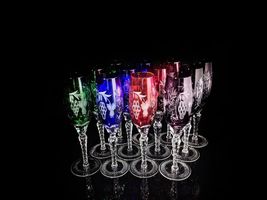 ajka marsala crystal colored champagne flutes 9" Tall set of 12 glasses image 9