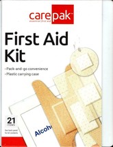 CarePak First Aid Kit Emergency Travel To Go 21 Pcs Portable Prep Pads Bandaids - £7.00 GBP