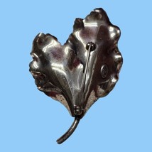 Vintage Danecraft Broach Pin 2 Leaves Sterling Silver 1 3/8&quot; x 2&quot; - £9.37 GBP