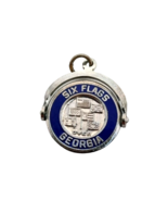 925 Sterling Silver Vintage &quot;Six Flags Georgia&quot; Round Charm Pendant - $20.20 CAD
