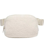 WAYLAND Teddy Belt Bag. Women Fanny Pack Waist Light Cream Color Fleece NEW - $10.99