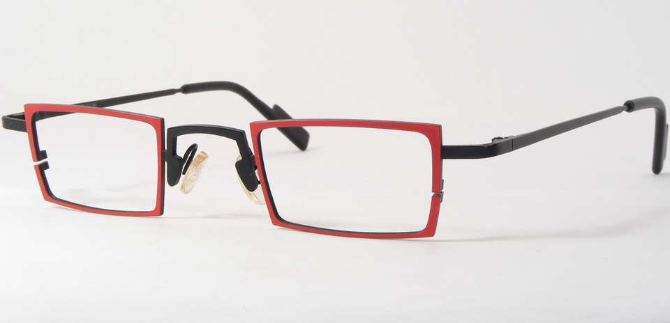 Theo Belgium Double Tie 2 Red / Black UNIQUE RARE EYEGLASSES 42-15-139mm... - $368.97