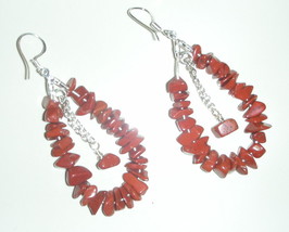 Stunning Red Jasper Hoops  Beads Earrings - $4.99