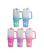 40oz Sublimation Ombre Glitter Holographic Stainless Steel Tumbler w/ Ha... - $16.99