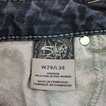 Silver Jeans SSR437 Women's Sz 29 Blue Denim Berkley Straight Embroidered Pants image 4