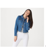 Du Jour Denim Jacket with Ruffle Back Detail, Antique Wash, 00, A354793 - $267.23 MXN
