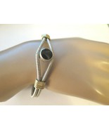 Vtg Sterling Cuff Bracelet Signed Mexico 25g Gold Accents Black Stone M ... - $1,140.22 MXN