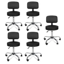 Set Of 5 Rolling Salon Stool Chair Height Adjustable Hydraulic Swivel Spa Back - £240.89 GBP