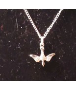 Descending Dove Holy Spirit Sterling Silver Pendant .25&#39;&#39; Necklace Dainty - $60.60