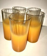 Vintage Blendo Glasses Mid Century West Virginia Orange Mist Gold Rim MC... - $52.38