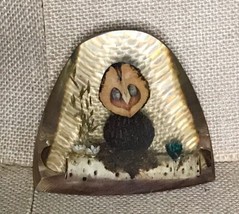 Vintage Wood Nut Owl Lucite Acrylic Paperweight Artist Signed - $11.88