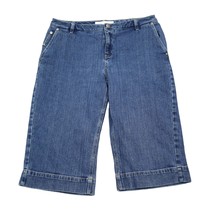 Nine West Shorts Womens 12 Blue Bermuda Mid Rise Denim Button Zip Pocket... - $25.72