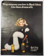 1972 Black Velvet Whisky Vintage Print Ad Wrap Someone You Love In Black... - $12.95
