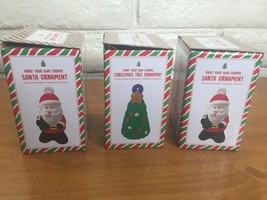 3 Paint Your Own Ceramic Christmas Tree Ornaments -- 2 Santas &amp; 1 Christmas Tree - £12.47 GBP