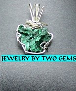Wp26 .925 argentium sterling silver wire wrap pendant with malachite fan - $116.00