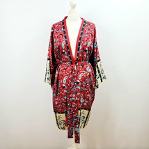 Silk Art Red Top Kimono Party Silk Style Cover Up 100% Silk UK 8-12 NEW - $27.01