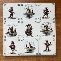 Delft Tile Made in Holland Windmills Dutchmen Hand Painted Vintage - £23.21 GBP