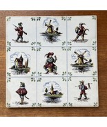 Delft Tile Made in Holland Windmills Dutchmen Hand Painted Vintage - £23.79 GBP