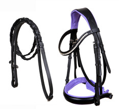 Cob English All-Purpose Pleasure Black Padded Leather Bridle Reins 803HI... - $59.39