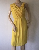 NEW BOSS Hugo Boss Drapira Bright Yellow Draped Dress (Size 8) - $1135.00 - £196.95 GBP