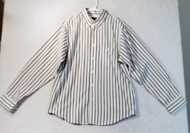 Roundtree &amp; Yorke Shirt Mens Large White Black Striped Long Sleeve Button Down - £10.89 GBP
