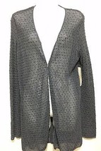 Jones NY Long Wrap Sweater PM Tuileries Gunmetal Gray Beaded Mesh NEW  - £23.55 GBP