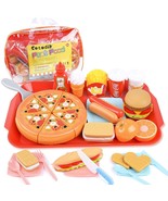 32Pcs Play Food Pretend Play Fast Food Toys Set Cutting Pizza Hamburger ... - £27.13 GBP
