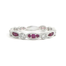 Authenticity Guarantee 
Marquise Round Ruby Diamond Wedding Band Ring 18K Whi... - £955.23 GBP