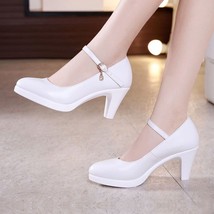 Block Heels Silver Wedding Shoes Women Pumps Platform 2021 Autumn High Heels Sho - £56.68 GBP