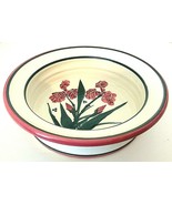 Studio Art Pottery Baking Dish Pink &amp; Green Floral 8&quot; 20 oz.  Signed Her... - £7.07 GBP