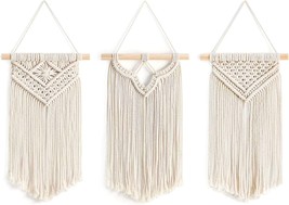 Small Macrame Wall Hanging 3 Pack Boho Art Woven Wall Decor Home Chic Decoration - £24.78 GBP