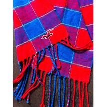 Hollister Plaid Scarf Red And Blue Soft Warm With Fringe - $18.80