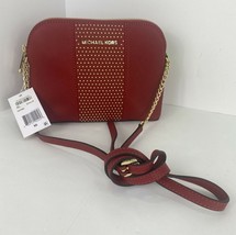 New Michael Kors X-body Bag Micro Stud Cindy Large Dome Red Leather $263... - $106.91